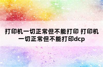 打印机一切正常但不能打印 打印机一切正常但不能打印dcp